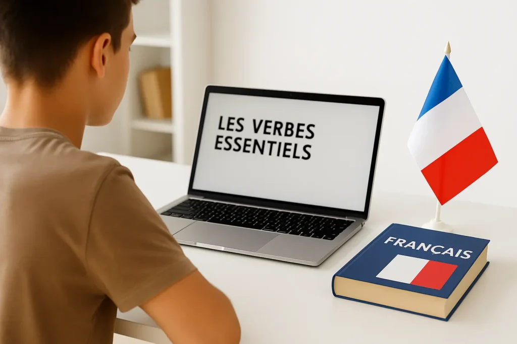 طالب يدرس لغة فرنسية اونلاين بالرياض